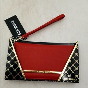 STEVE MADDEN RED WALLET ZIP AROUND WRISTLET NWT & NIB